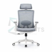 Furniconcepts Ritz HB High Back Chair | Executive Office Seating, Premium Comfort | High Back, Deep Cushioning, Grey Upholstery, Polished Chrome Base