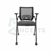 Furniconcepts Aatso Chair with Wheels & No Pad | Task Office Seating, Training Room Chair | Molded Seat, Castor Wheels, Compact, Swivel Function
