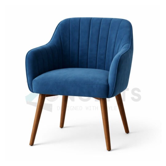 Furniconcepts Blue Velvet Armchair | Luxury Lounge Chair, Reception Seating, Executive Office Accent Chair | Soft Velvet Upholstery, Padded Armrests, Contemporary Design